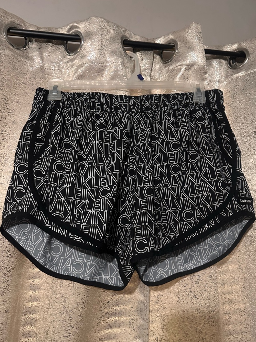 Calvin Klein Black All-Over Logo Athletic Shorts